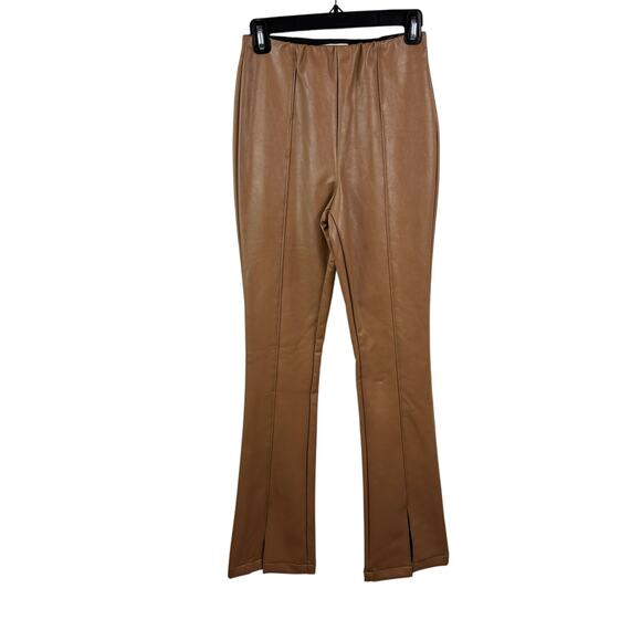 AFRM Pants - AFRM Adela Vegan Leather Split Leg Pants - Tan - Size S